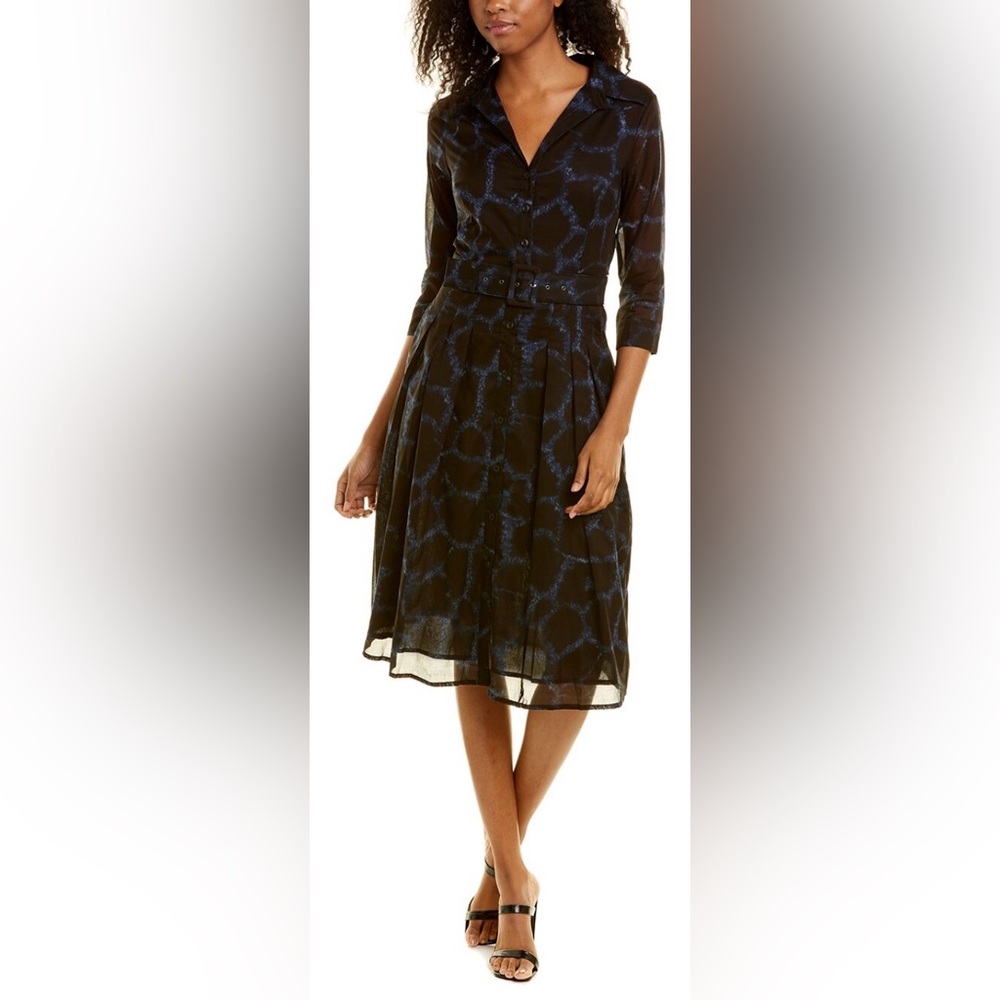 Samantha Sung Nubian Giraffe Black and Blue Dress, Size 8